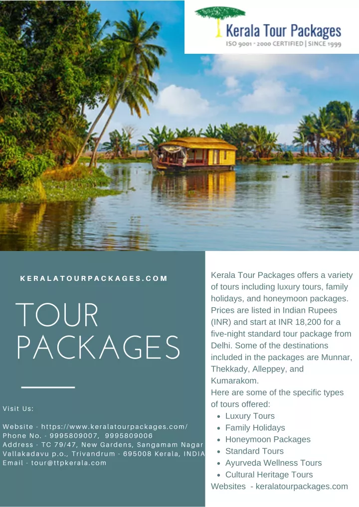 kerala tour packages offers a variety of tours