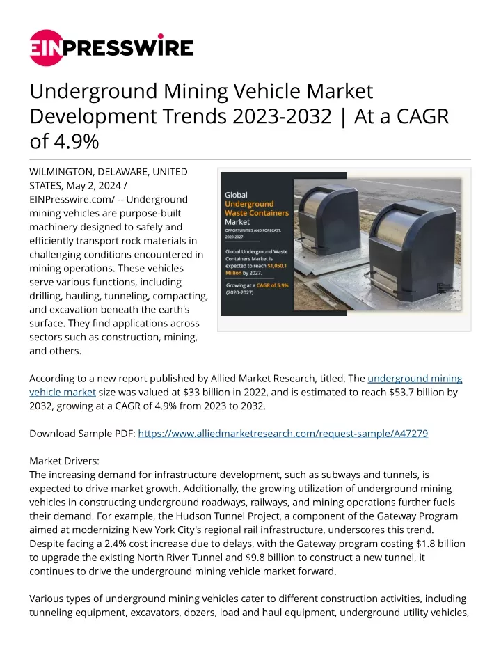 underground mining vehicle market development