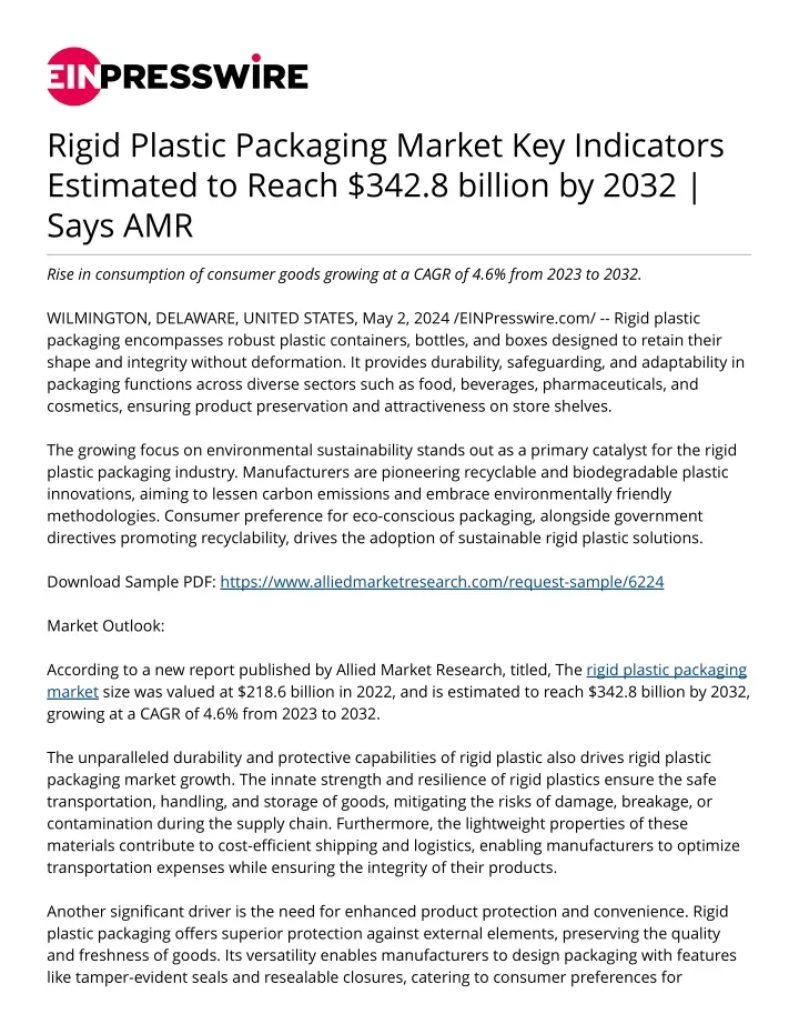 rigid plastic packaging market key indicators