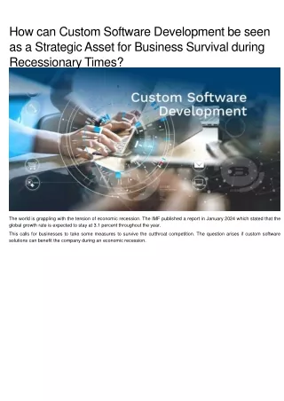how can custom software development be seen
