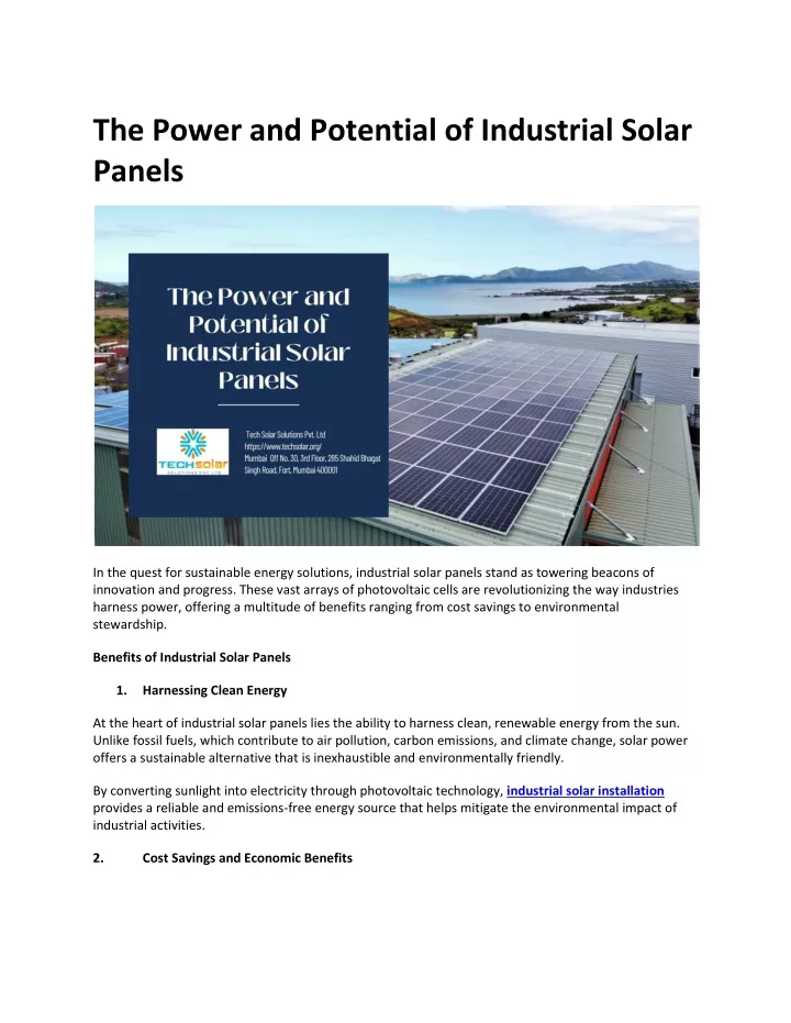 the power and potential of industrial solar panels