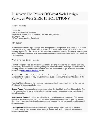 Discover The Power Of Great Web Design Services With SIZH IT SOLUTIONS
