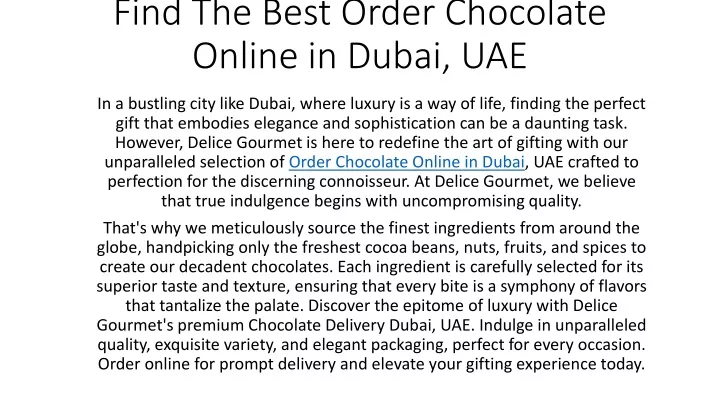 find the best order chocolate online in dubai uae