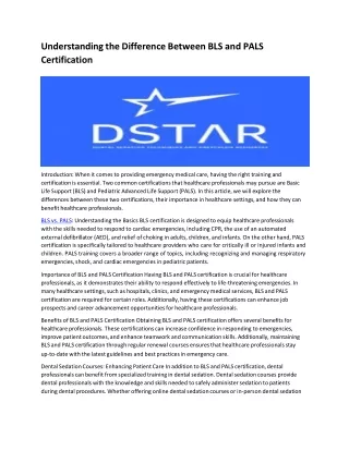 Understanding the Difference Between BLS and PALS Certification