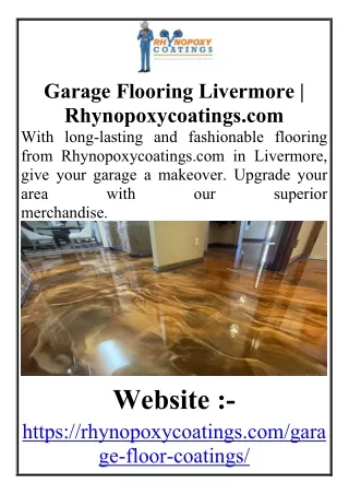 Garage Flooring Livermore  Rhynopoxycoatings.com
