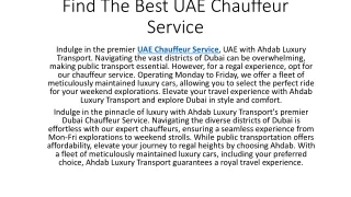 UAE Chauffeur Service