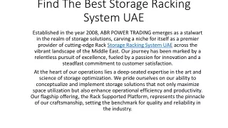 Storage Racking System UAE