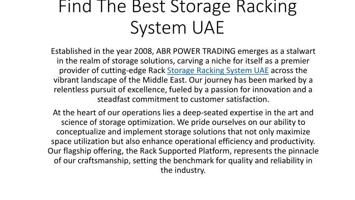 find the best storage racking system uae