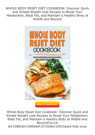 Download⚡PDF❤ WHOLE BODY RESET DIET COOKBOOK: Discover Quick and Simple Wei