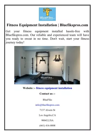 fitness equipment installation bluefikspros com