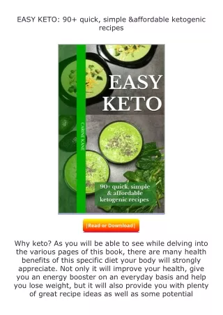 [PDF]❤READ⚡ EASY KETO: 90+ quick, simple & affordable ketogenic recipes