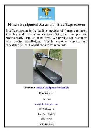 fitness equipment assembly bluefikspros com