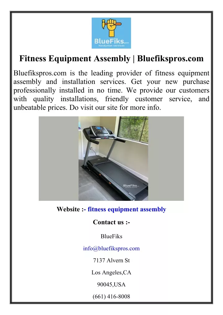 fitness equipment assembly bluefikspros com