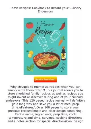 pdf❤(download)⚡ Home Recipes: Cookbook to Record your Culinary Endeavors