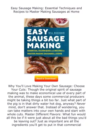 Download⚡PDF❤ Easy Sausage Making: Essential Techniques and Recipes to Mast