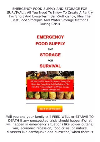 [READ]⚡PDF✔ EMERGENCY FOOD SUPPLY AND STORAGE FOR SURVIVAL:: All You Need T