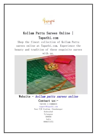 Kollam Pattu Sarees Online | Tapathi.com