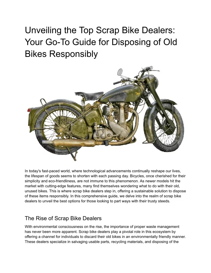 unveiling the top scrap bike dealers your