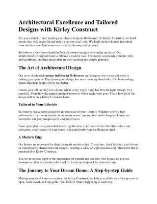 architectural excellence and tailored designs