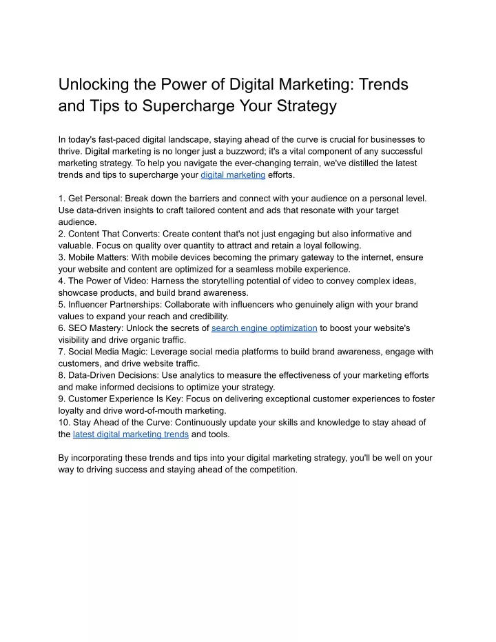 unlocking the power of digital marketing trends