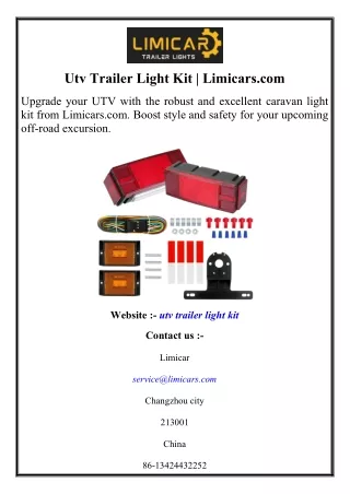 Utv Trailer Light Kit  Limicars.com