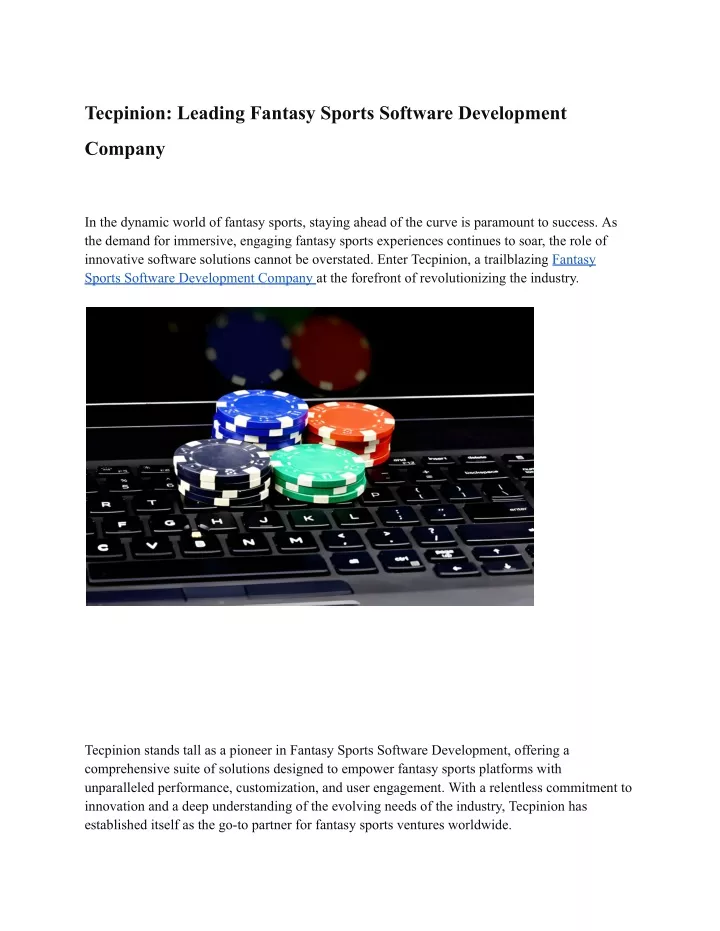 tecpinion leading fantasy sports software