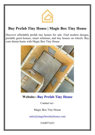 Buy Prefab Tiny House Magic Box Tiny House