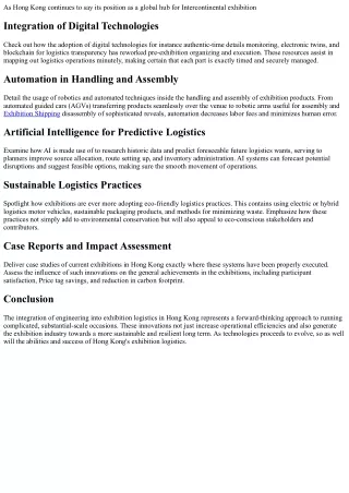 How Know-how Styles Hong Kong's International Activities Expo Logistics