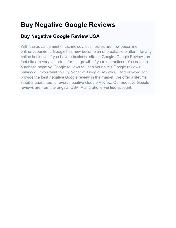 buy negative google reviews