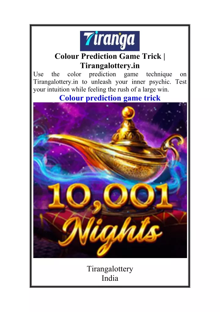 colour prediction game trick tirangalottery