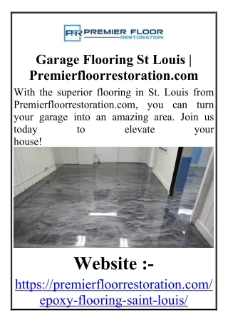 Garage Flooring St Louis Premierfloorrestoration.com