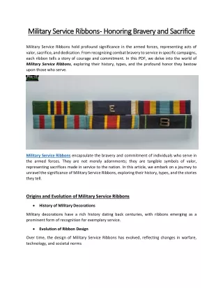 Military Service Ribbons - Honoring Bravery and Sacrifice