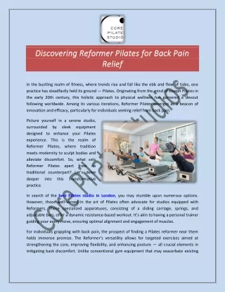 Discovering Reformer Pilates for Back Pain Relief
