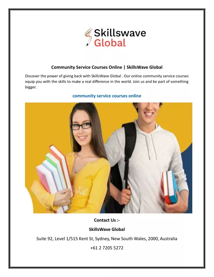 community service courses online skillswave global