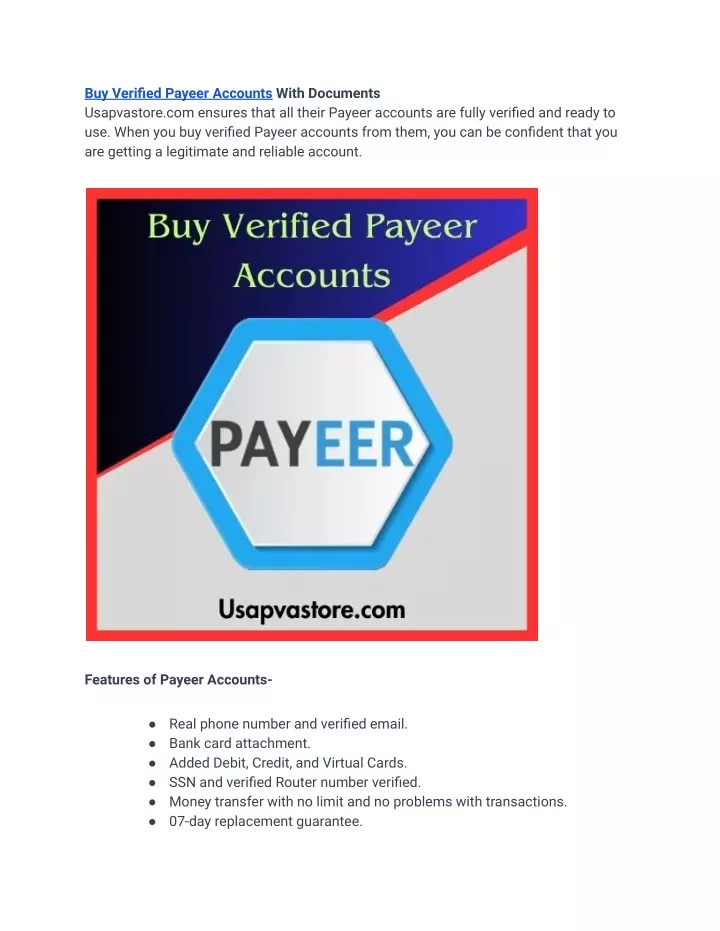 buy verified payeer accounts with documents