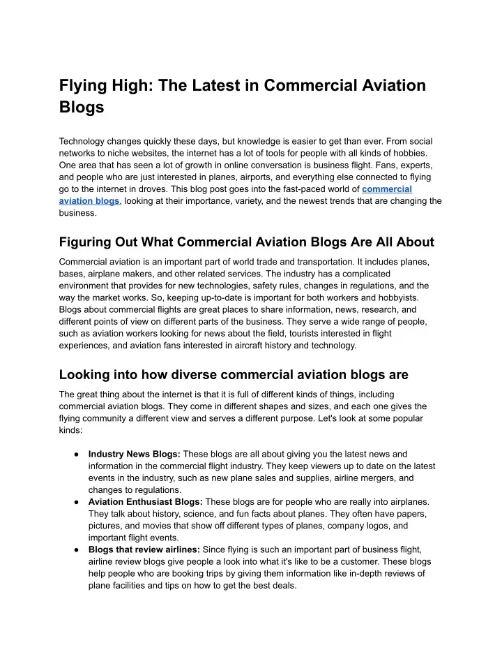 flying high the latest in commercial aviation
