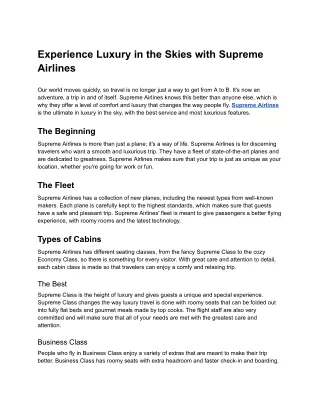 Experience Luxury in the Skies with Supreme Airlines - Google Docs