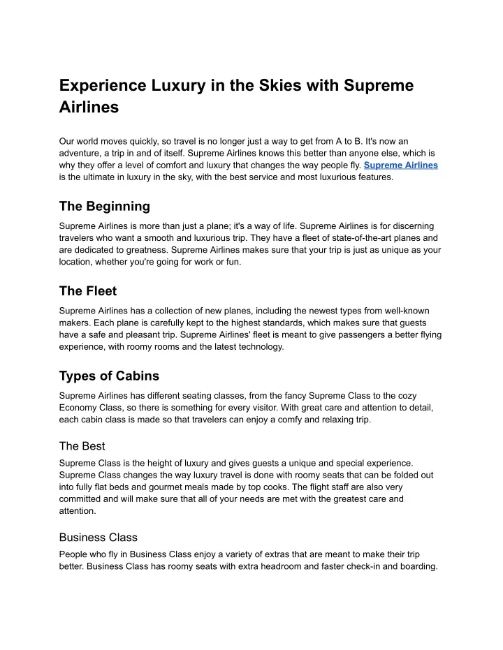 experience luxury in the skies with supreme