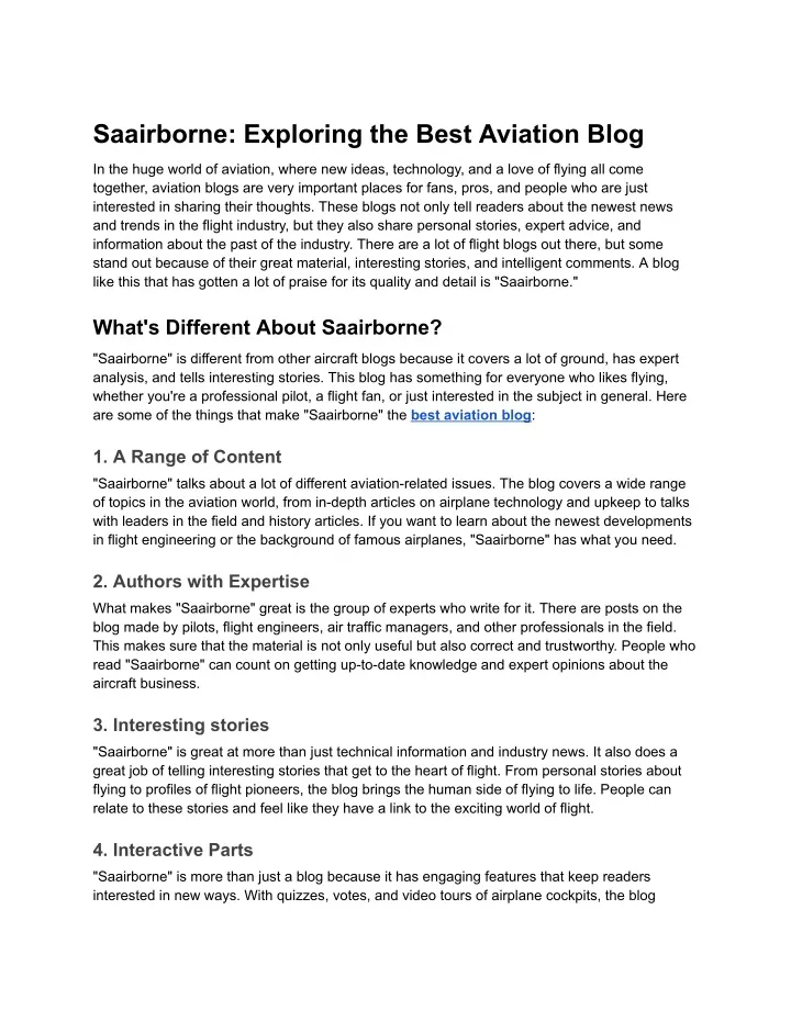 saairborne exploring the best aviation blog