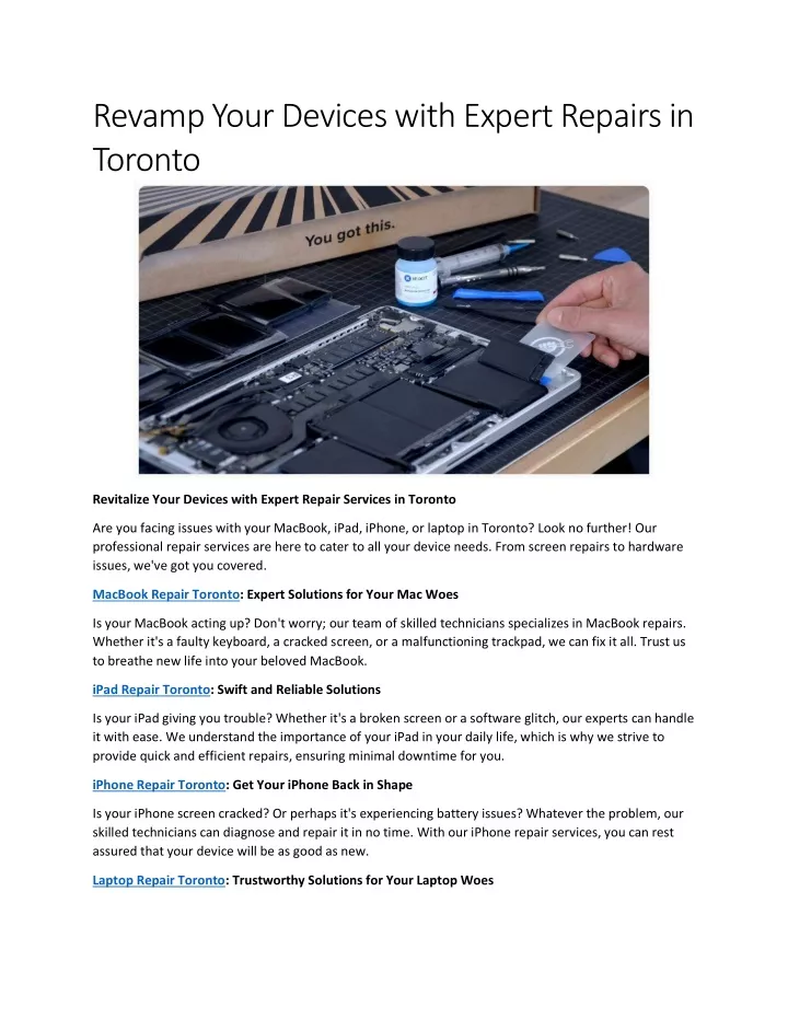 revamp your devices with expert repairs in toronto