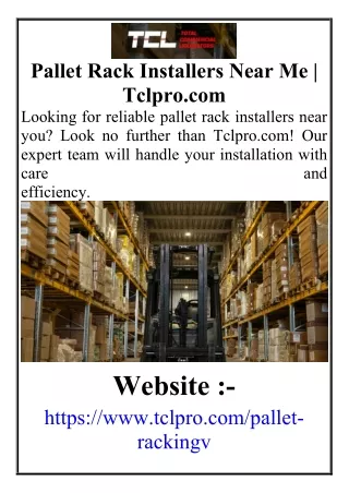 pallet rack installers near me tclpro com looking