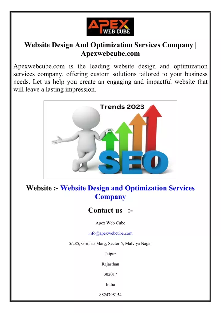 website design and optimization services company