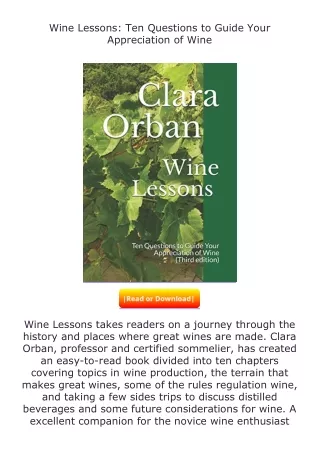 PDF✔Download❤ Wine Lessons: Ten Questions to Guide Your Appreciation of Win