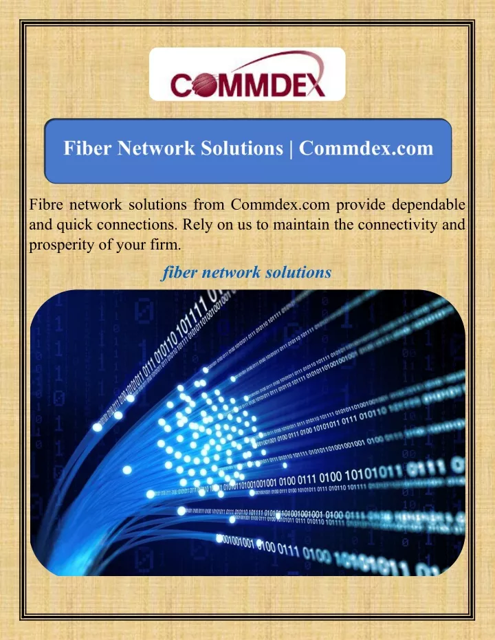 fibre network solutions from commdex com provide