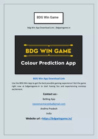 bdg win app download link bdgwingame in