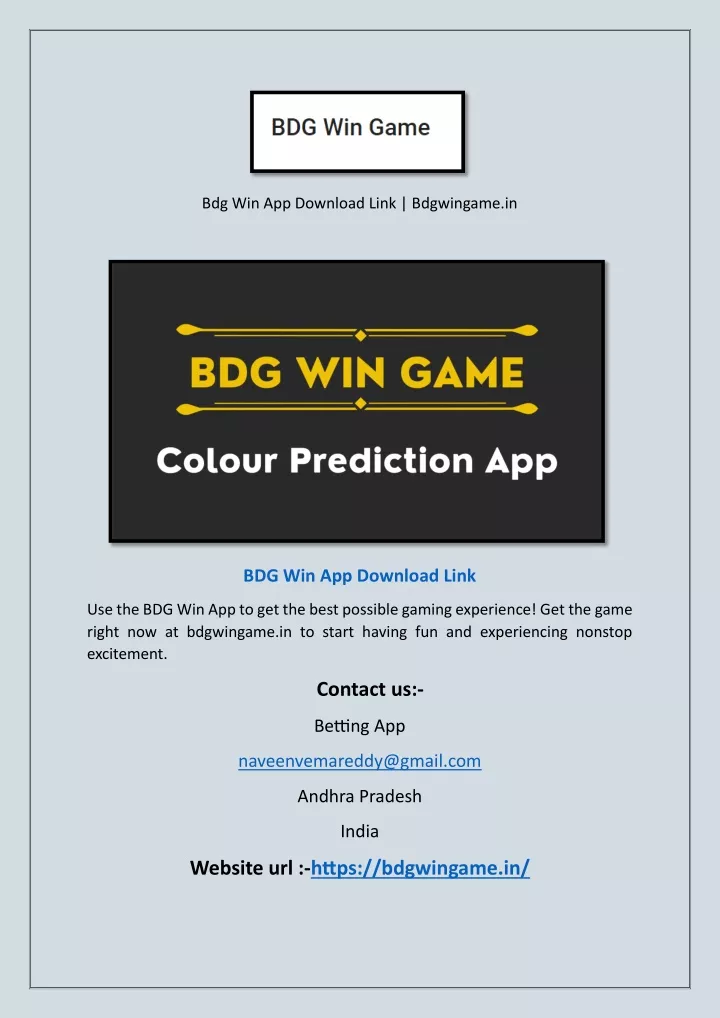 bdg win app download link bdgwingame in