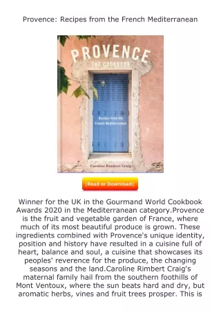 free read (✔️pdf❤️) Provence: Recipes from the French Mediterranean