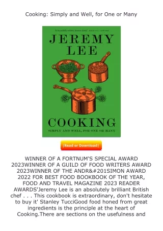 [PDF]❤READ⚡ Cooking: Simply and Well, for One or Many