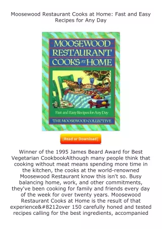 [READ]⚡PDF✔ Moosewood Restaurant Cooks at Home: Fast and Easy Recipes for A