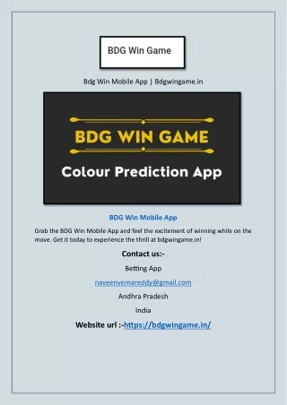 bdg win mobile app bdgwingame in